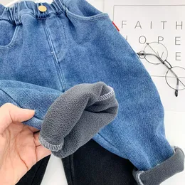 Byxor Jeans 2 7t Hangat Musim Dingin Beludru Untuk Anak Perempuan Celana Pakaian Luar Laki Laki Gugur Panjang REMAJA ANAK ANAK 230907