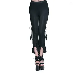 Damenhose Gothic Steampunk Winter Hip Hop Schwarze Spitze Lange Hose Damen Persönlichkeit Street Dance Mit Hoher Taille