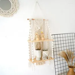 Tapestries Macrame Wall Floating Shelf 2 طبقة كبيرة بيضاء يدوية كبيرة منسوجة تاسيل تاسيل المنزل الديكور عيد الميلاد سنة النسج يدويًا