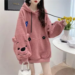 Women's Hoodies Fashion Cute Bear Embroidery Sweatshirt Hoodie Hip Hop Cartoon Sweatshirts Winter Oversized Harajuku Anime Coats Streetwear