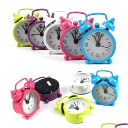 Desk Table Clocks Mini Metal Alarm Clock Candy Color Round Vintage Electronic Home Decor 4Cm Drop Delivery Garden Dhgarden Dhecm