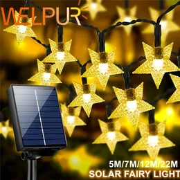 Garden Decorations Solar Star String Lights 8 Modes Twinkle Fairy Waterproof Garland For Outdoor Gardens Lawn Christmas Tree Fence Balcony Decor 230907