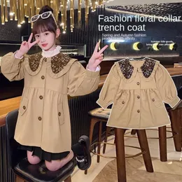 Clothing Sets 2023 pakaian anak perempuan musim semi dan gugur baru kerah Lotus bunga Barat mantel modis jaket gaya Korea trendi anak anak 230907
