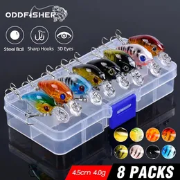 8pcs set 4cm 3 7g mini wobblers krankbait balıkçılık cazibesi yapay yem sert yüzer wobbler238s