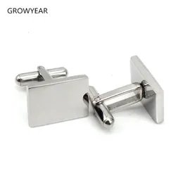 Cuff Links Blanks 316L Stainless Steel Men Shirt Accessory Classic Silver Color 1 Pair 230909