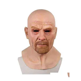 Party Masks Cosplay Old Man Face Mask Halloween 3D Latex Head ADT Masque Lämplig för fester barer Dance Halls Aktiviteter G220412 276R