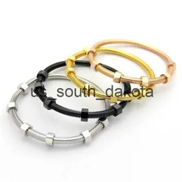 Chain Titanium Steel Screw Bracelet Bangles Men Woman With 6 Screw Thread Rose Gold Luxury Charm Bracelets For Couple's Jewelry x0909