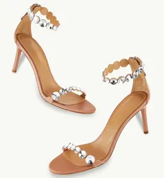 Aquazzura Luxury Sandals Shoes Maxi-Tequila Crystal-embellishments Wedding Bridal Women Gladiator Sandalias utsökta kvällspumpar EU35-43