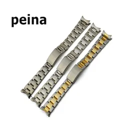 13mm 17mm 20mm Men Women Watch Watches Belt New silver or gold Curved end Solid SS Watch Band strap For Rolex Watch236S