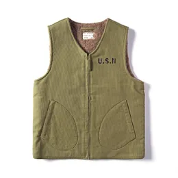 Mäns västar strävar efter att blomma wwii USN N1 Deck Vest ullfoder ärmlös jacka Waistcoat 230909