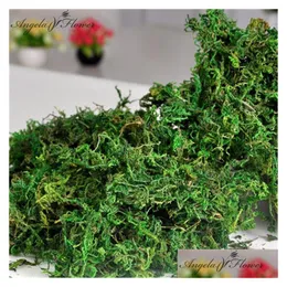 Decorative Flowers Wreaths 500G/Bag Keep Dry Real Green Moss Plants Vase Artificial Turf Silk Flower Accessories For Flowerpot Dec Otx7O