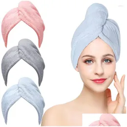 Towel Hair Drying Hat Twist Soft Coral Veet Bibous Bath Towels For Adts Home Textile Bathroom Products Drop Delivery Garden Textiles Dhkod