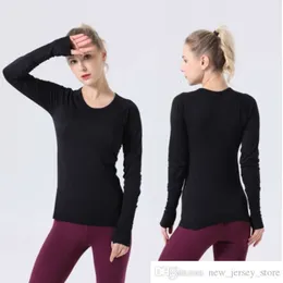 2022 Align LU-07 Women's Yoga long sleeves 2 0 Solid Color Nude Sports Shaping Waist Tight Fitness Loose Jogging Sportswear W253z