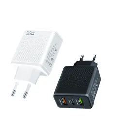 Зарядные устройства PD 12 Вт USB Type C Быстрое зарядное устройство QC3.0 USBC Быстрая зарядка Двухпортовое зарядное устройство для телефона для смартфона Черный Белый