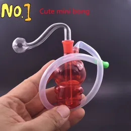 Simpatico mini tubo per acqua in vetro Narghilè Bong con tubo in silicone Bocchino Punta con filtro rotondo Gorgogliatore Dab Bruciatore a nafta Rig Tubi