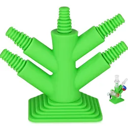 Novo Estilo Fumar Silicone Tree Fork Estilo Adaptadores Femininos Portátil Removível Inovador Bangers 14MM 18MM Tigela Bong Waterpipe Bubbler Pipes Plug Base de Exibição DHL