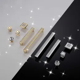Maçanetas cromadas em forma de diamante dourado, cristal, gaveta, armário, maçanetas, porta de cozinha, guarda-roupa, hardware2891