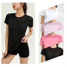 LU yoga sentimenti nudi di sport di yoga ad asciugatura rapida in esecuzione T-shirt a maniche corte moda sexy abiti fitness stretch femminile315j