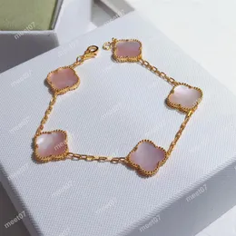 Lady Designer clover bracelet pink 5 flower link chain Bracelets Personality Bangles Jewelry Dance Party Women Superior Quality179T