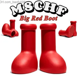 Stövlar 2023 Designer MSCHF Män Kvinnor Rain Boots Big Red Boot Eve Rubber Astro Boy Reps över knästövlarna Cartoon Shoes Tjock Bottom Platform Storlek 35-45 Q230909