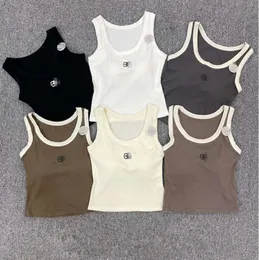 Designer T Shirt Woman Lowe Croped Top Knits Tankem Broidered Womens Topps Sexig ärmlös sport tee yoga sommar tees västar fitness anagram sport bh mini 606ess