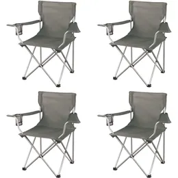 Camp Furniture DZQ Classic Folding Camp Chairs with Mesh Cup Holder Set of 4 32.10 x 19.10 x 32.10 Inches HKD230909