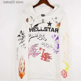 Men's Hoodies Sweatshirts 23SS High Street Vintage HELLSTAR DIOS Hoodie Men Women Apricot Graffiti Hooded Pullovers Lil Peep T230909