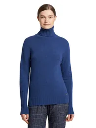 여성 스웨터 겨울 키튼 화이트 흰색과 파란색 거북 목 캐시미어 슬림 스웨터
