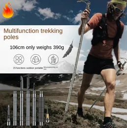 Trekking Poles Multifunction Mountaineering Collapsible Outdoor Supplies Utrustning Aluminiumlegering Vandring Walking Stick 230909