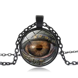 Aggiorna Dragon Eye Time Collana con pendente in pietra preziosa Argento Bronzo Vetro Cabochon Collane Donna Uomo Gioielli di moda