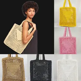 Mode Stilvolle Faser Stroh Woven Tote Frauen Designer Handtasche 2022 Sommer Strand Reise Eimer Taschen Große Größe Faltbare Einkaufstasche299M