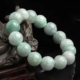 Jade Lotus Bracelets 액세서리 선물 선물 Beaded Jadeite Amulets White Jewelry Luxury Natural