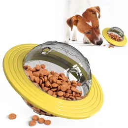 Dog Planet Juguete interactivo Puzzle IQ Treat Ball Dispensador de alimentos Juguetes para masticar para perros medianos a grandes Amarillo H02233A
