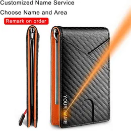 Dienqi Fibre Fibre RFID MĘŻCZYZNA PIETALNE TABA Money Bag Slim Cience Card Man Portfel Luksusowy mężczyzna Mała krótka torebka dwukrotna Vallet Billfold H22283o