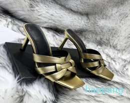 Various Styles Women slippers Top Quality Tribute stiletto Heels Sandals patent leather mules fashion high heel ter luxury designe