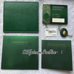 2022 Green No Boxes Custom Made Rollie NFC Garantikort med anti-Forgery Crown and Fluorescerande Etikettgåva Samma Serial Tag Manual272C
