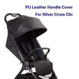 Bebek arabası parçaları aksesuarları pu deri kol dayama kapağı gümüş cross cross clic handebumper kol çubuğu koruyucu 230909