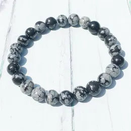 MG0391 A Grad Snowflake Obsidian Armband Healing Crystals Meditation Armband Protection Spiritual Gift Whole235o