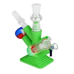 Najnowsze palenie silikonowe widelec kształt żeńskie adaptery Przenośne zdejmowane stojaki Wsparcie Bangers 14 mm 18 mm miska Bong Waterpipe Bubbler Rurki Wtyczka Podstawa