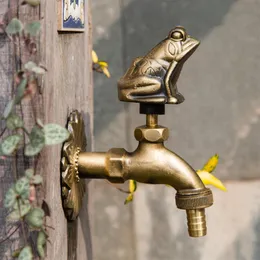 Antik mässing Animalform tvättkranar utomhus trädgårdsvatten kranar landskap konst väggmonterad verktyg kran mopp diskbänk blandare ta306i