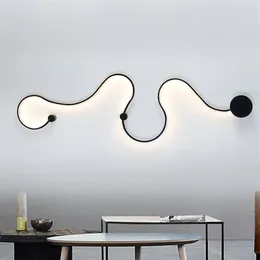 Led cobra lâmpadas de parede moderno e minimalista criativo curva luzes criativo acrílico luz lâmpada nordic cinto arandela para dec243m