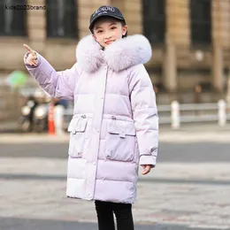 ファッション冬のアヒルのビッグガールズの子供たちのためのジャケットを着るパーカー濃厚なフード付きフェザーコートキッズウィンターコート