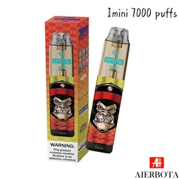 Original 20 reguläre Geschmacksrichtungen Original Imini 7000 Puffs Einweg-Vape-Pen E-Zigarette mit Airflow Control Mesh Coil 850 mAh wiederaufladbarer Akku 15 ml Eliquid