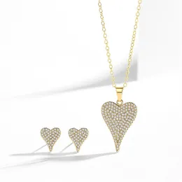 Bröllopsmycken sätter Micro Paled Zircon Heart Earrings Halsband för kvinnor Pretty Party Fashion Crystal 230909