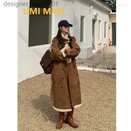 Women's Downs Women's Down Umi Mao Korean Fashion Cotton-Padded Jacket Mid-Length Winter Lamb Wool Coat Memale