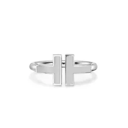 The New double T-shaped opening 925 sterling silver Band Rings 1 1with original logo fashion woman jewelry275p