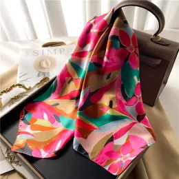 Scarves Beach Square Scarf for Women Summer Hair Bands Ribbon Silk Shawl Satin Hijab Wraps Neckerchief Female Headband Bandana 230909