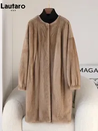 Kvinnors päls faux päls lautaro höst vinter lång lyx elegant chic tjock varm mjuk faux mink päls kvinnor stilfull fluffig päls överrock 230908