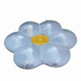 풍선 부유물 튜브 160cm 흰색 꽃 모양 수영 플로트 스팽글 수영장 수영장 장난감 1487