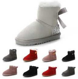 2024 Kids Boots Over The Kne Children Classic Mini Half Snow Boot Winter Bowknot Fluffy Furry Satin Ankle Preschool Enfant Child Kid Toddler Girl Boy Tod Booties